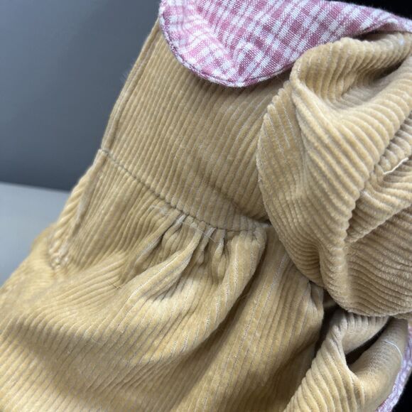 SKM Enterprises Black Teddy Bear Beige Corduroy Dress Plush Stuffed Toy Vintage - Picture 10 of 14